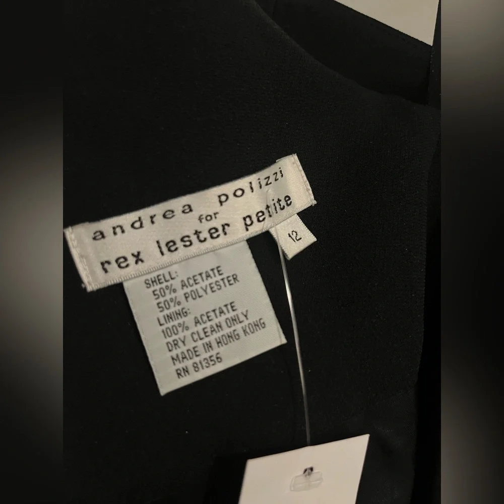 Andrea Polizzi for Rex Lester petite Sz. 12 square neckline dress black - Picture 9 of 9